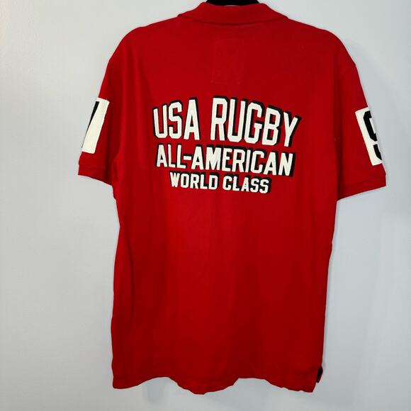 USA Rugby Vintage All American World Class Embroider Polo Shirt Red L - Picture 5 of 7